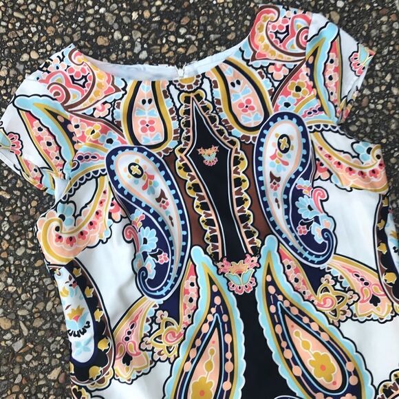 Mod paisley drop waist J Taylor faux silk dress - Picture 1 of 6